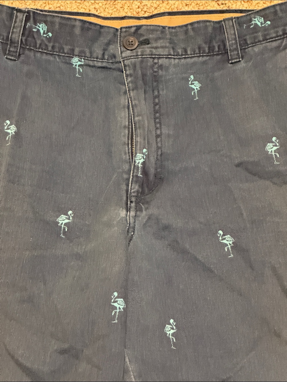 Izod Navy Shorts with Teal Flamingo Embroidery - Picture 2 of 5